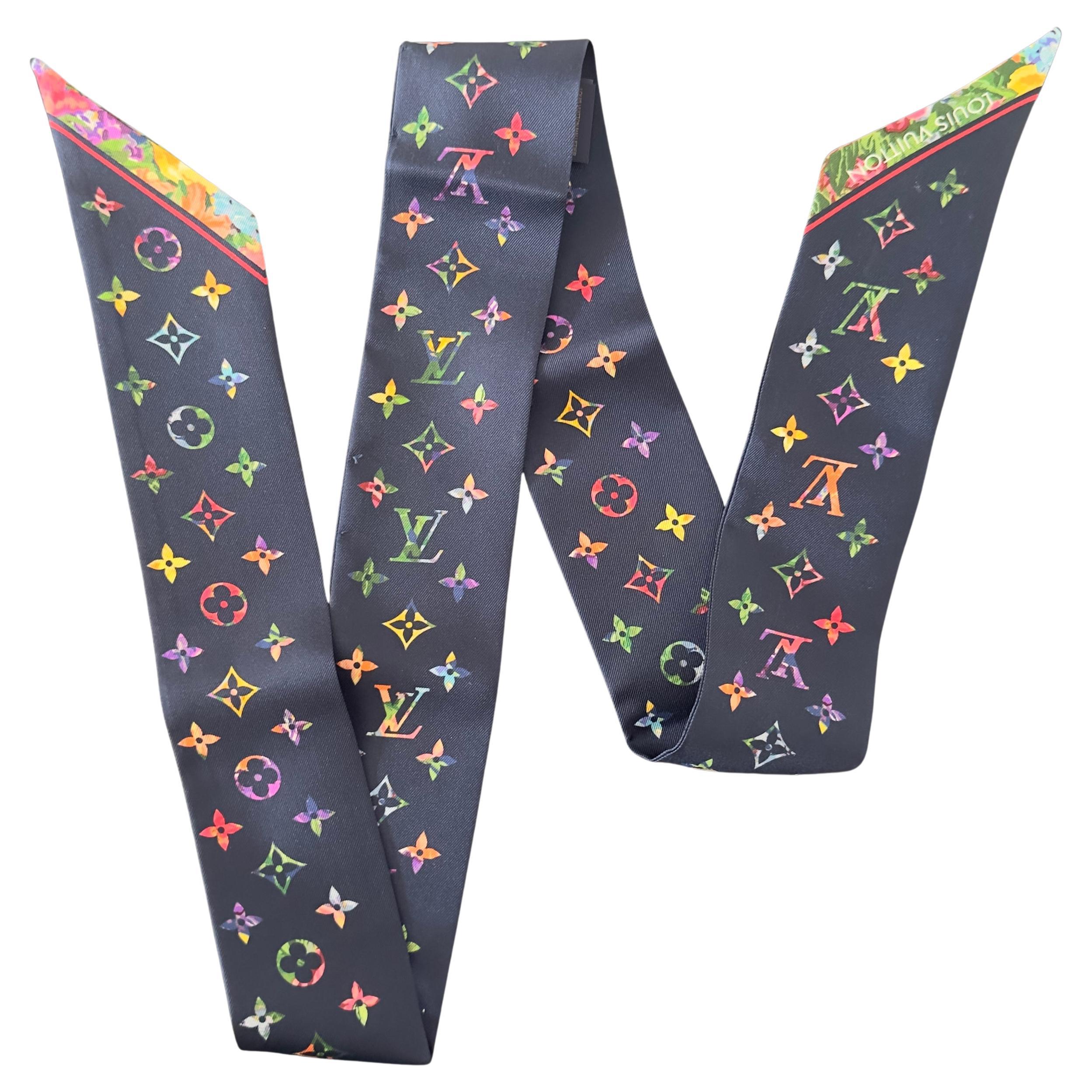 Louis Vuitton Twilly “Monogram Multicolor” in Seta Blu Navy – pari al nuovo in vendita
