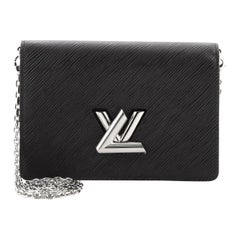 Gorgeous Authentic Louis Vuitton Black Epi Twist Belt Chain Wallet