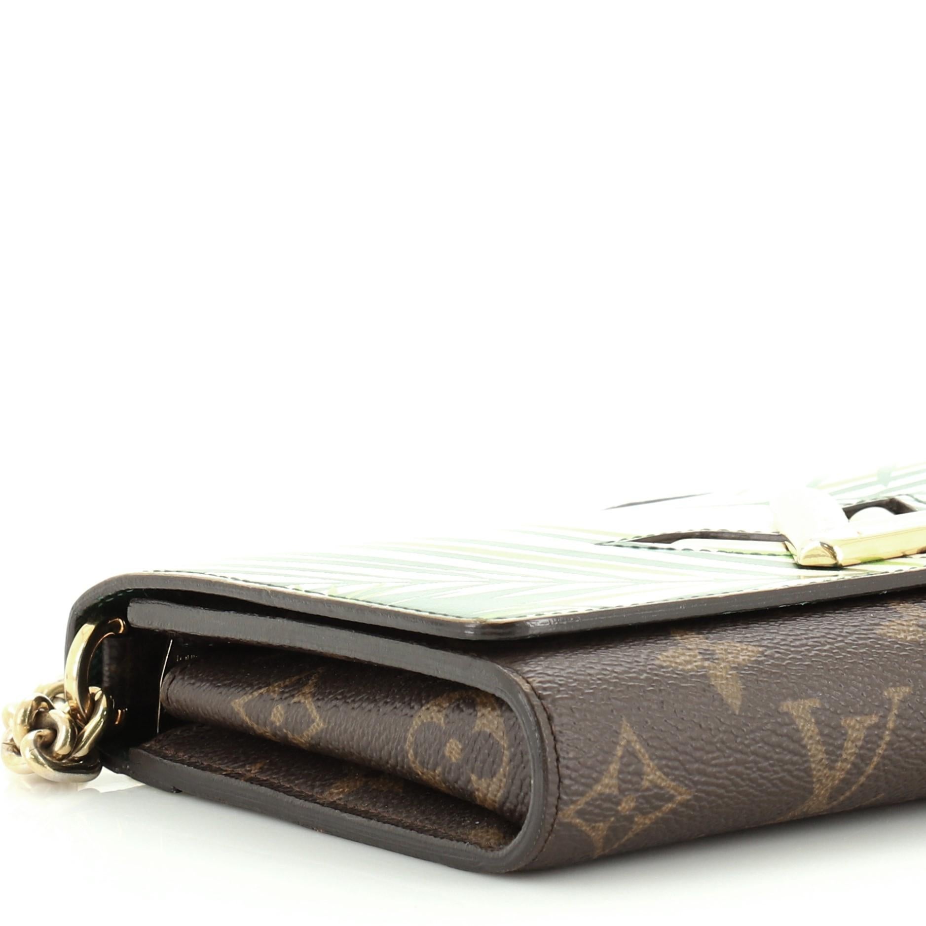 Louis Vuitton Twist Chain Wallet Limited Edition Palm Print Leather with Monogra In Good Condition In NY, NY