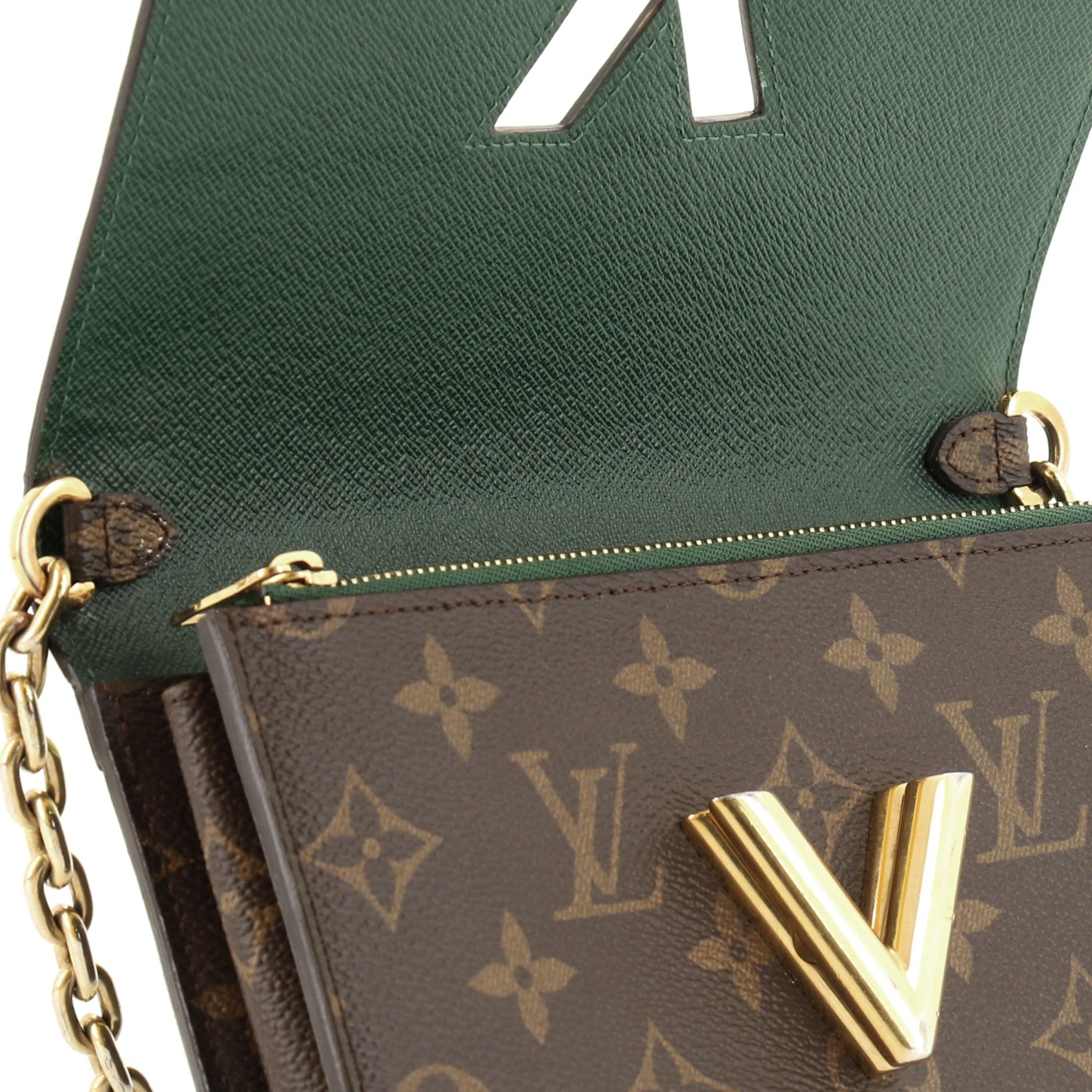 Women's or Men's Louis Vuitton Twist Chain Wallet Limited Edition Palm Print Leather with Monogra