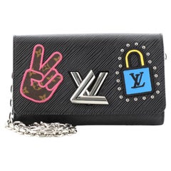 LOUIS VUITTON Pink EPI Woc Portefeuille Twist Silver Chain Wallet Flap  Cross Bag