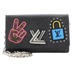 Gorgeous Authentic Louis Vuitton Black Epi Twist Belt Chain Wallet  Crossbody Bag