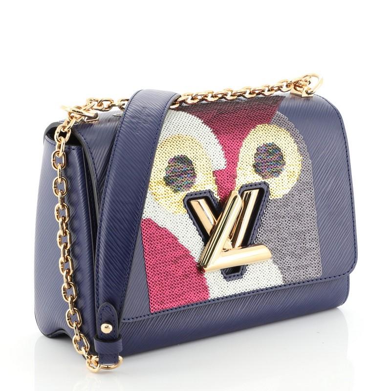 Black Louis Vuitton Twist Handbag Bird Motif Epi Leather MM