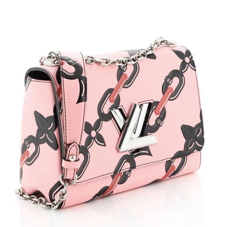 Louis Vuitton Pink Epi Leather Chain Flower Print Twist Wallet On