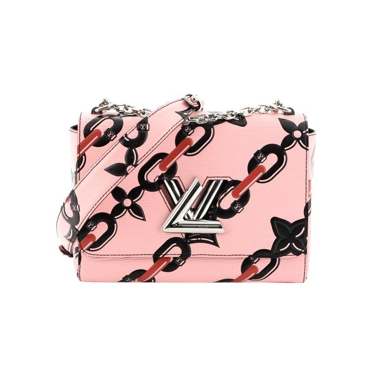 Louis Vuitton Twist Handbag Chain Flower Print Epi Leather MM For Sale at 1stdibs