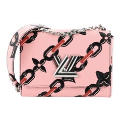 Louis Vuitton Twist Handbag Chain Flower Print Epi Leather MM 