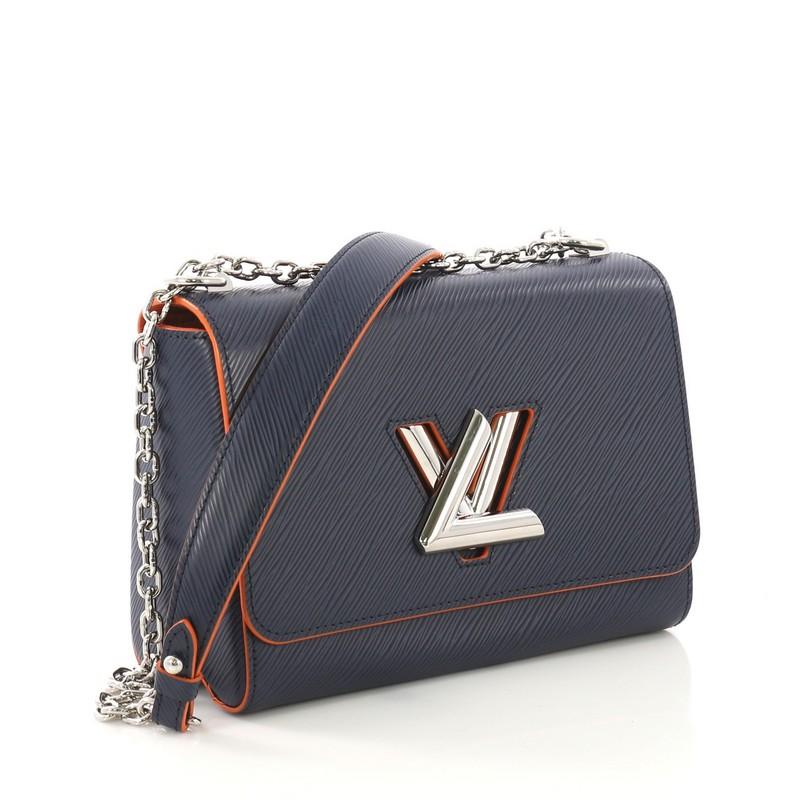 Black Louis Vuitton Twist Handbag Epi Leather MM, crafted from navy epi leather