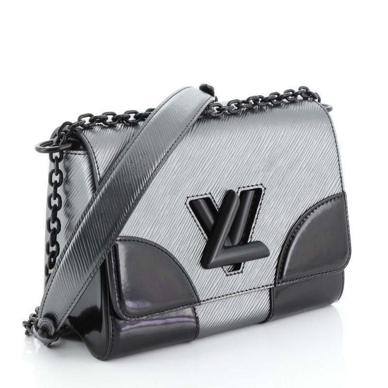 Black Louis Vuitton Twist Handbag Epi Leather with Patent MM
