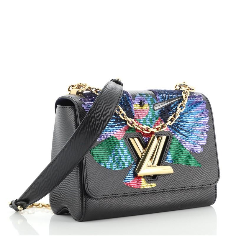 Black Louis Vuitton Twist Handbag Epi Leather with Sequins MM