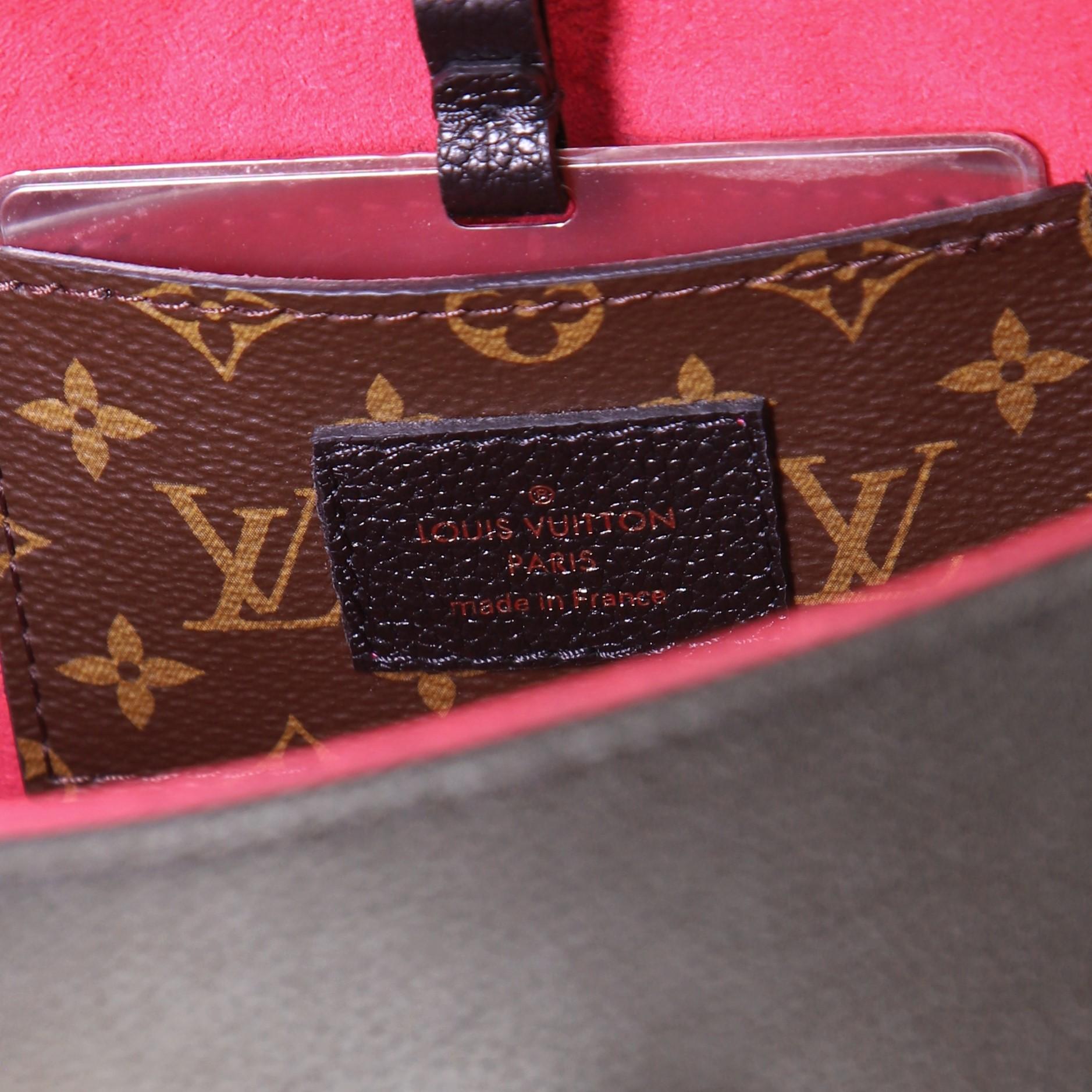 Louis Vuitton Twist Handbag Leather and Monogram Teddy Shearling MM In Good Condition In NY, NY