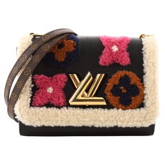 Louis Vuitton Twist Handbag Leather and Monogram Teddy Shearling MM