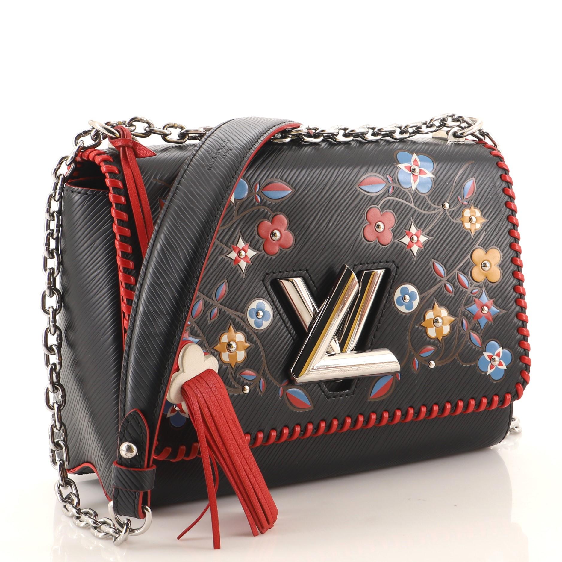 Louis Vuitton Louis Vuitton Twist Handtasche Limited Edition Blooming Flowers Epi Leder MM (Schwarz)