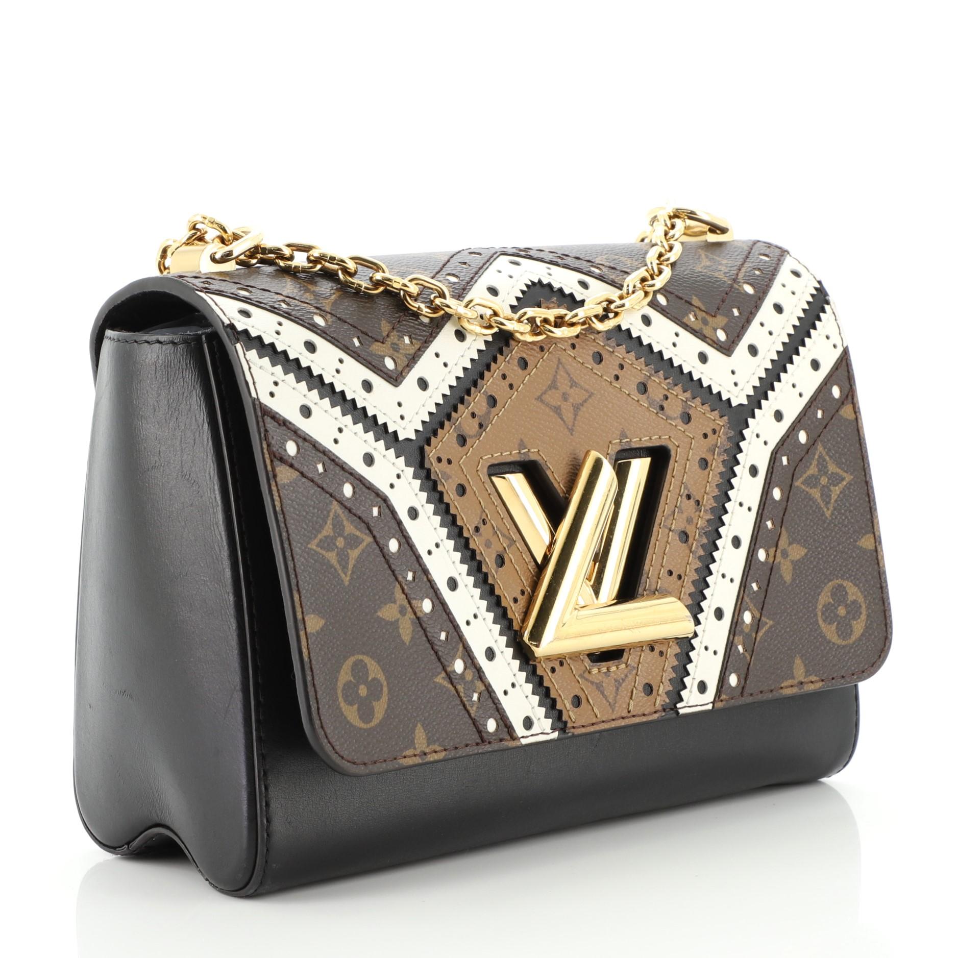 Nero Louis Vuitton Twist Handbag Edizione limitata Brogue Reverse Monogram Canvas