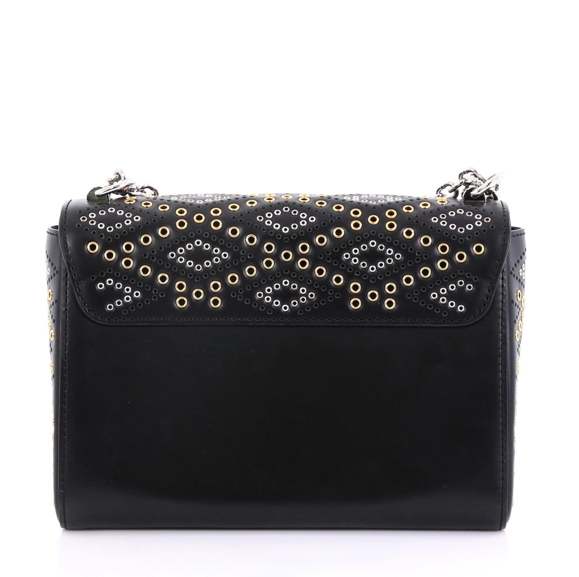 Black Louis Vuitton Twist Handbag Limited Edition Grommet Embellished Leather MM