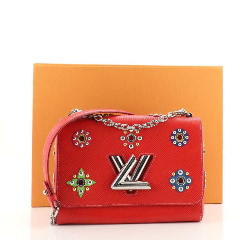 CERTIFIED Louis Vuitton TWIST MM EPI Shoulder Bag M59018 w/ Flower
