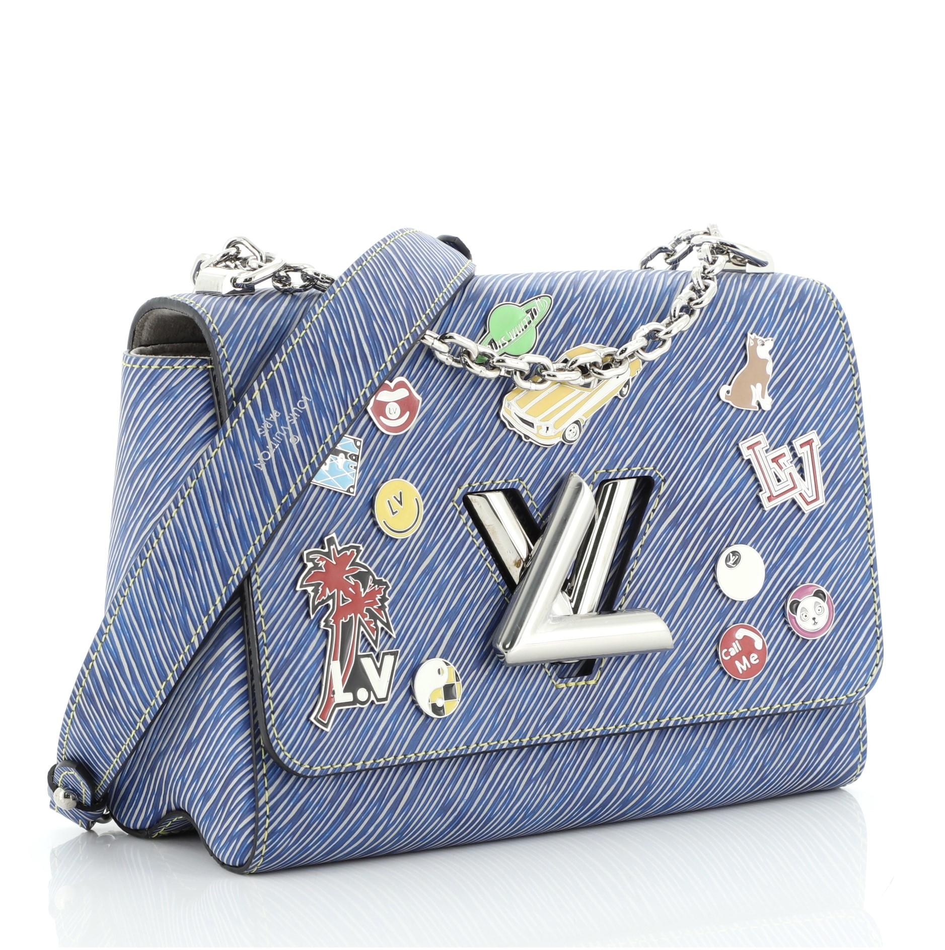 Gray Louis Vuitton Twist Handbag Limited Edition Pin Embellished Epi Leather MM