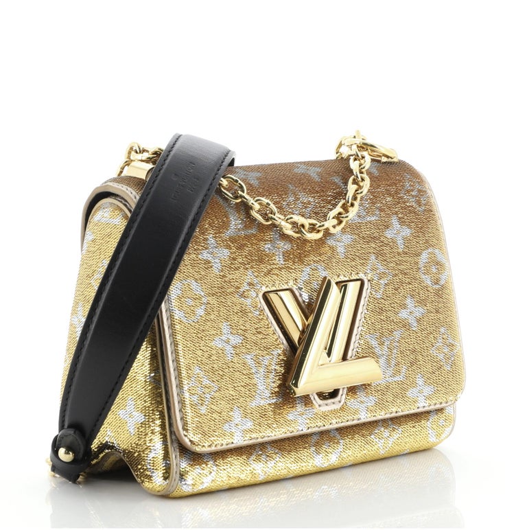 Louis Vuitton Twist Handbag Monogram Sequins PM Metallic
