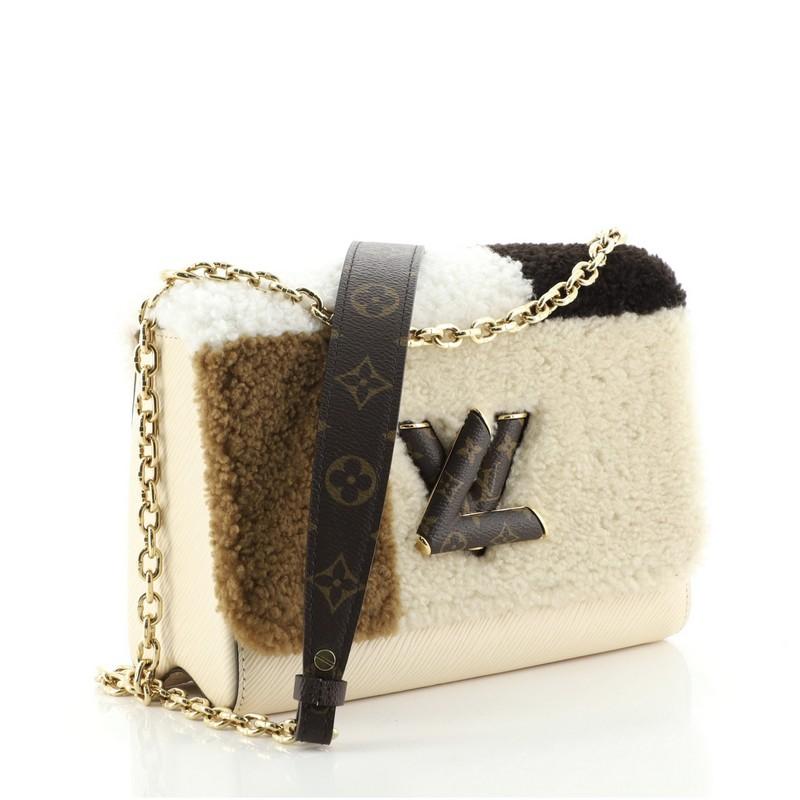 Brown Louis Vuitton Twist Handbag Teddy Fleece with Epi Leather MM