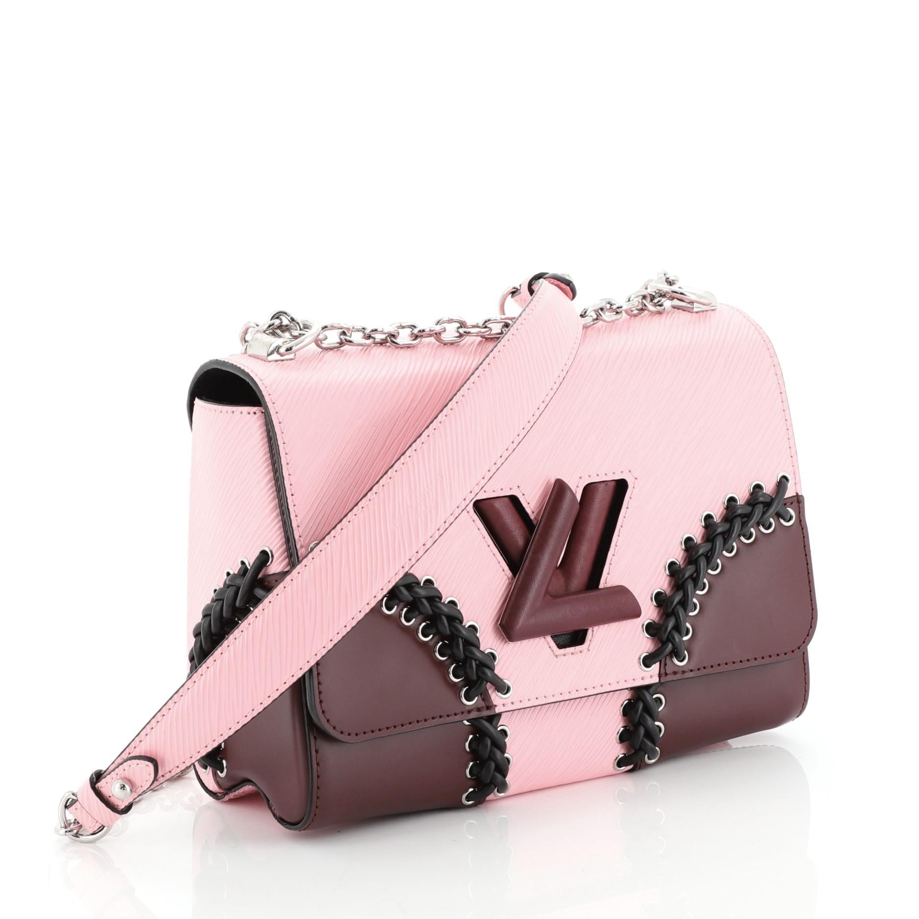 Pink Louis Vuitton Twist Handbag Whipstitch Epi Leather MM 