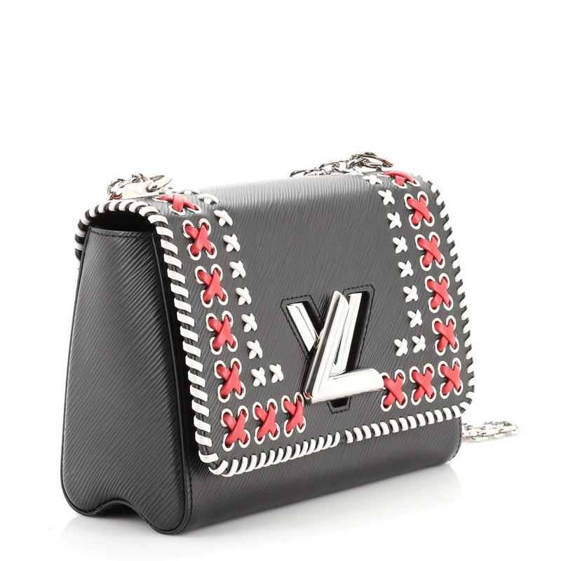 Black Louis Vuitton Twist Handbag Whipstitch Epi Leather MM