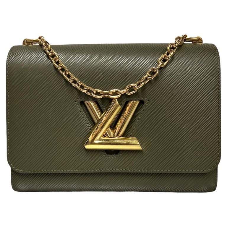 Louis Vuitton Twist mm Padded Lambskin Leather Shoulder Bag Beige