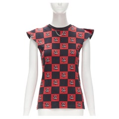 Louis Vuitton Charcoal Damier Checkered Silk Short Sleeve Shirt at 1stDibs