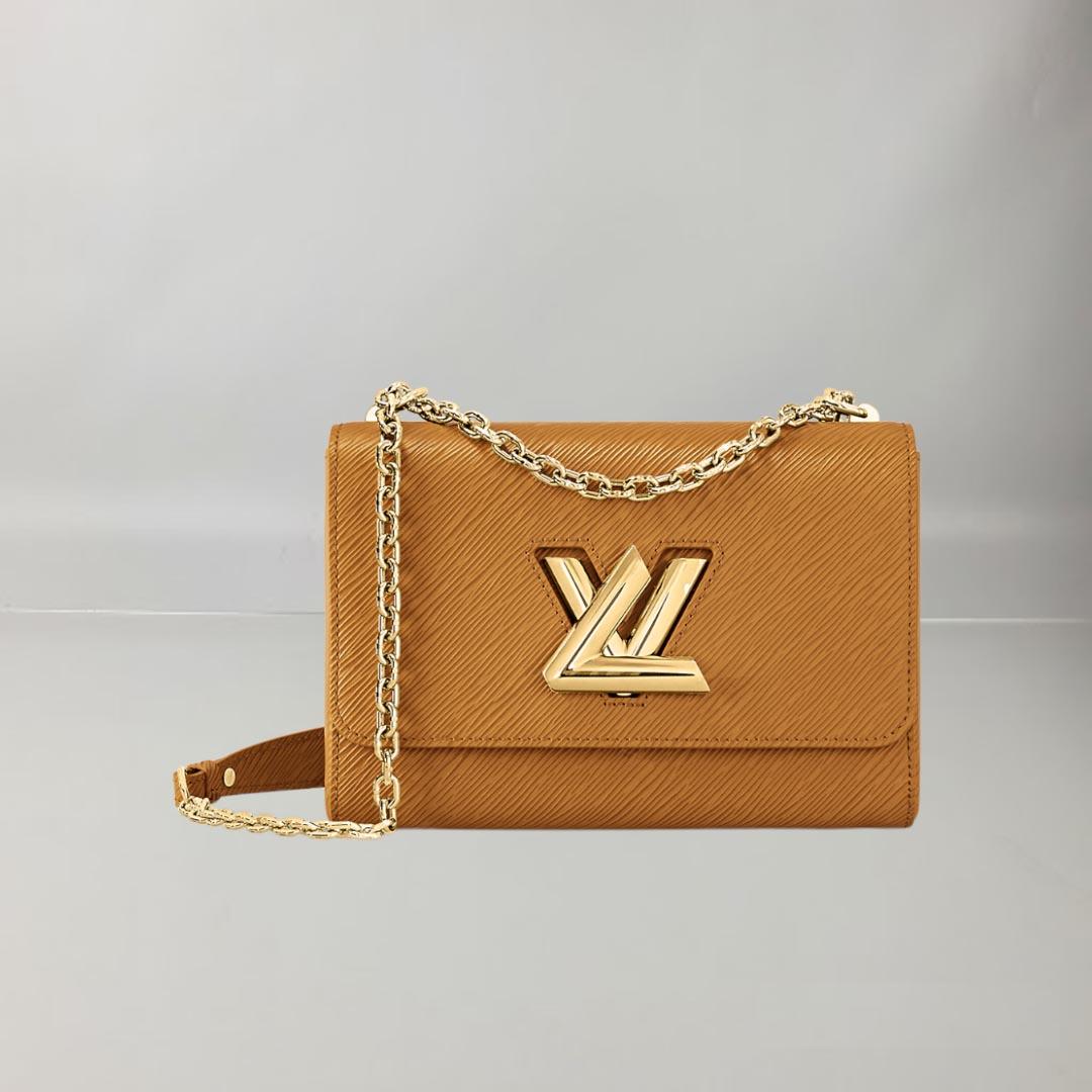 Louis Vuitton Sac a chaine Twist MM en cuir de vachette graine or miel