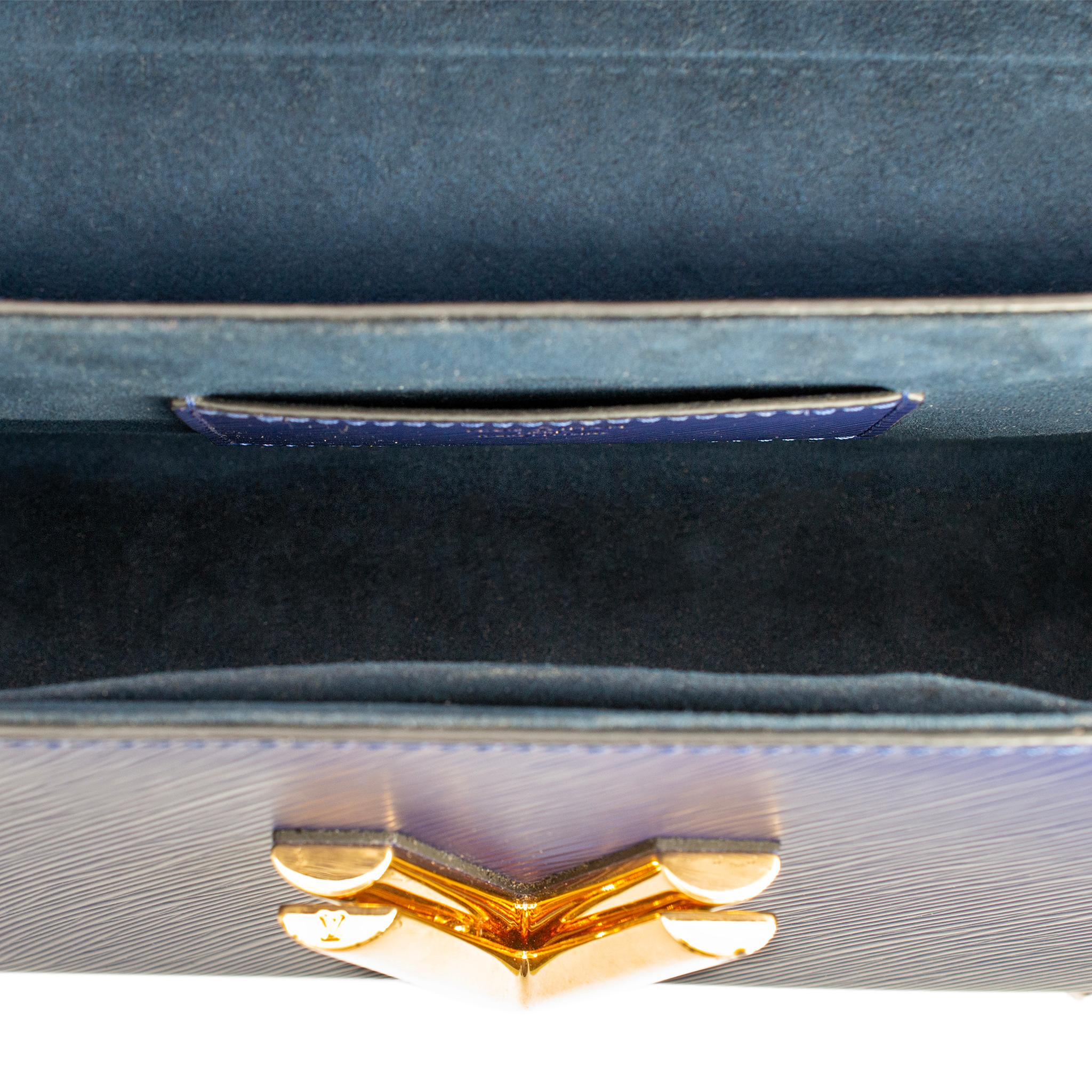 Louis Vuitton Twist MM Navy Leather & Sequin Night Bird Ladies Handbag W/Box For Sale 7