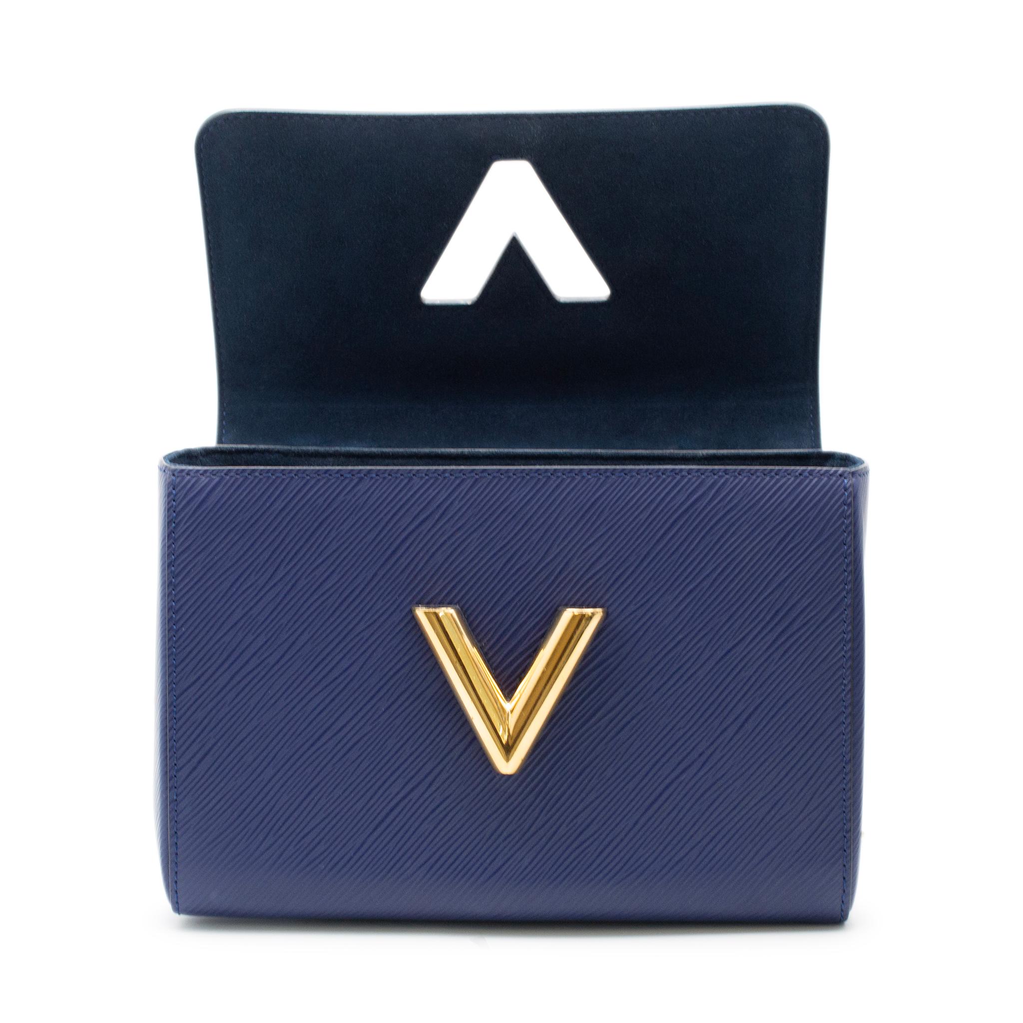 Women's Louis Vuitton Twist MM Navy Leather & Sequin Night Bird Ladies Handbag W/Box For Sale