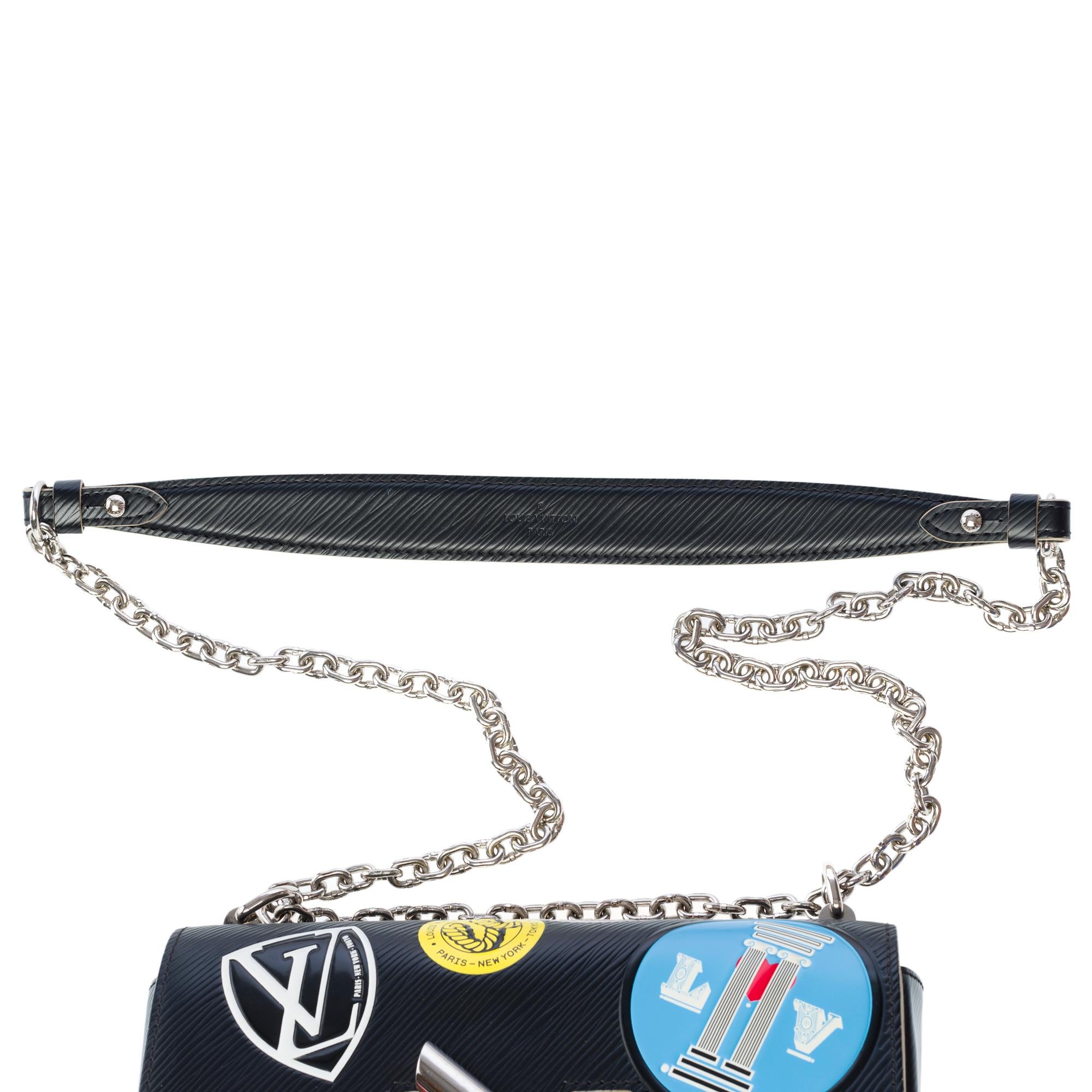 Louis Vuitton Twist MM World Tour shoulder flap bag in black epi leather, PHW For Sale 6
