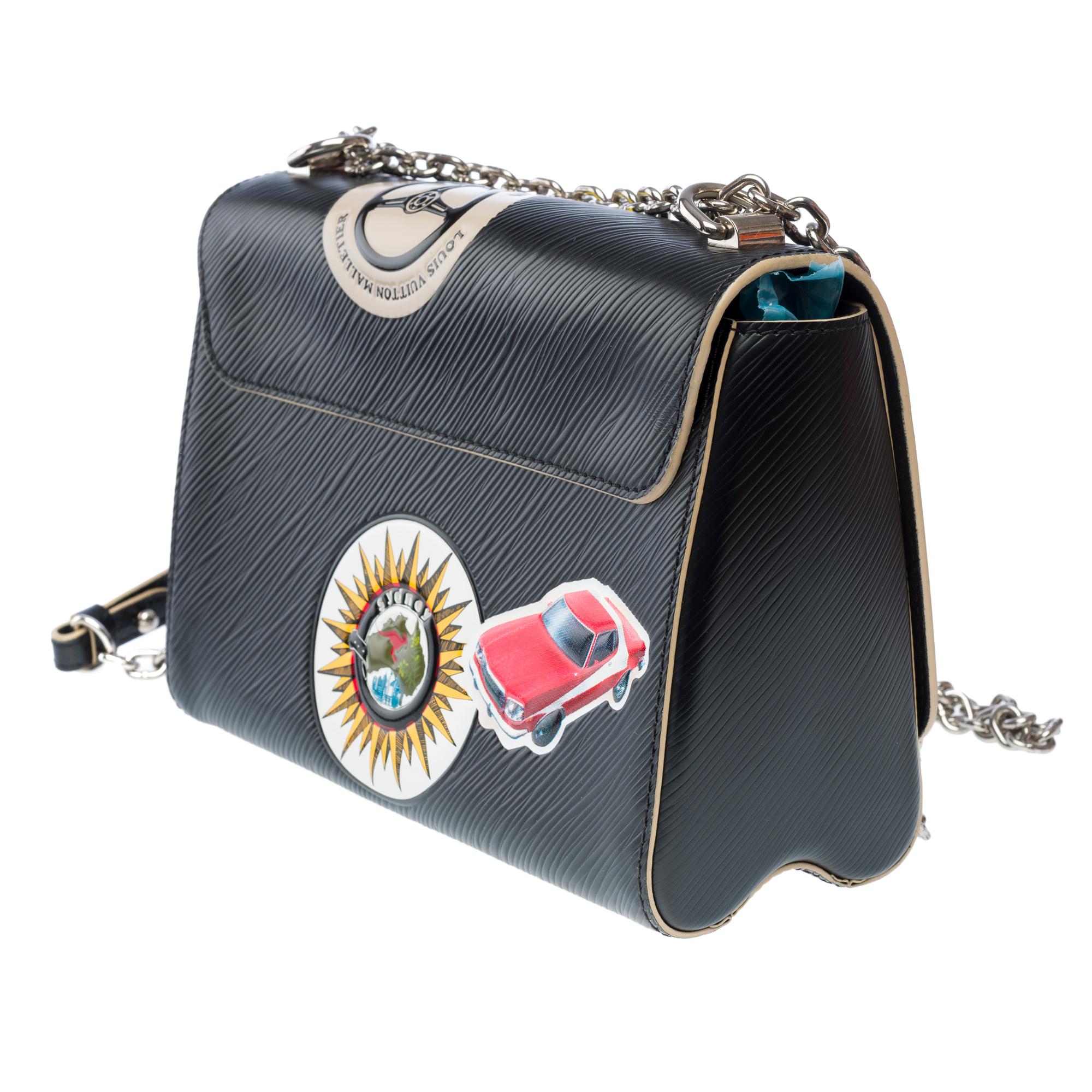 Louis Vuitton Twist MM World Tour shoulder flap bag in black epi leather, PHW For Sale 2