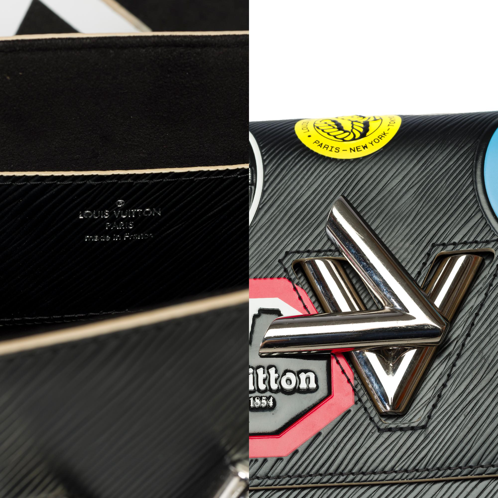 Louis Vuitton Twist MM World Tour shoulder flap bag in black epi leather, PHW For Sale 3
