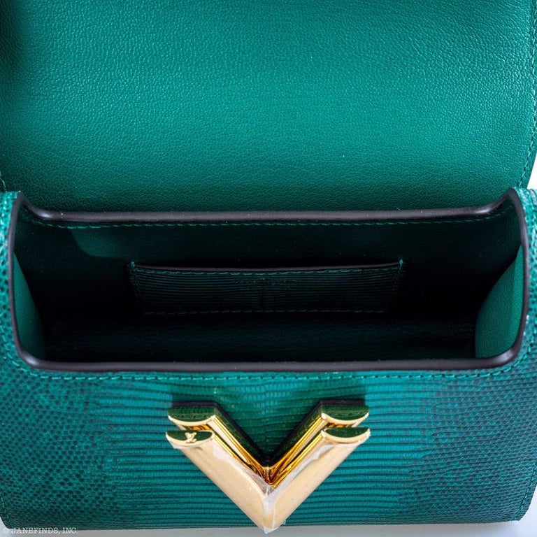 New Authentic Super Limit Edition Louis Vuitton Twist PM In Green Gold  Lizard!