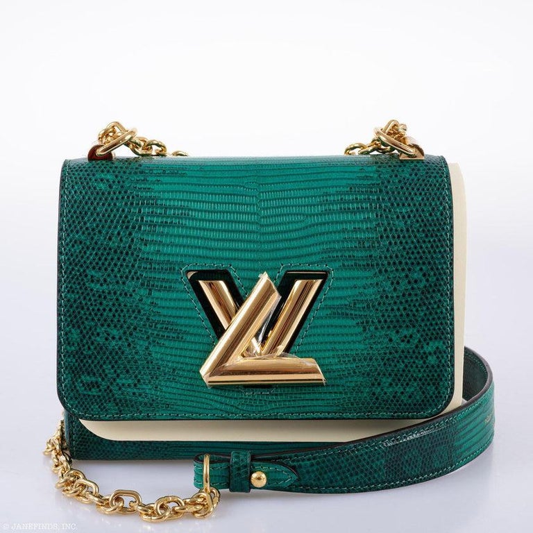 Louis Vuitton Emerald Green Lizard Twist PM Bag - Yoogi's Closet