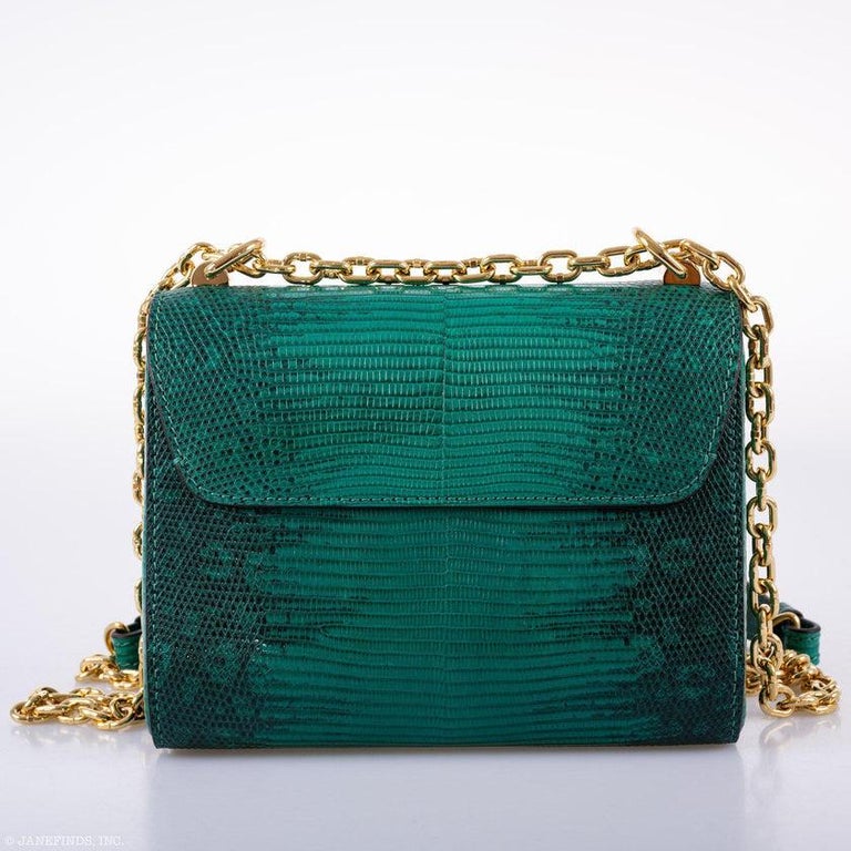 Louis Vuitton Emerald Green Lizard Twist PM Bag - Yoogi's Closet