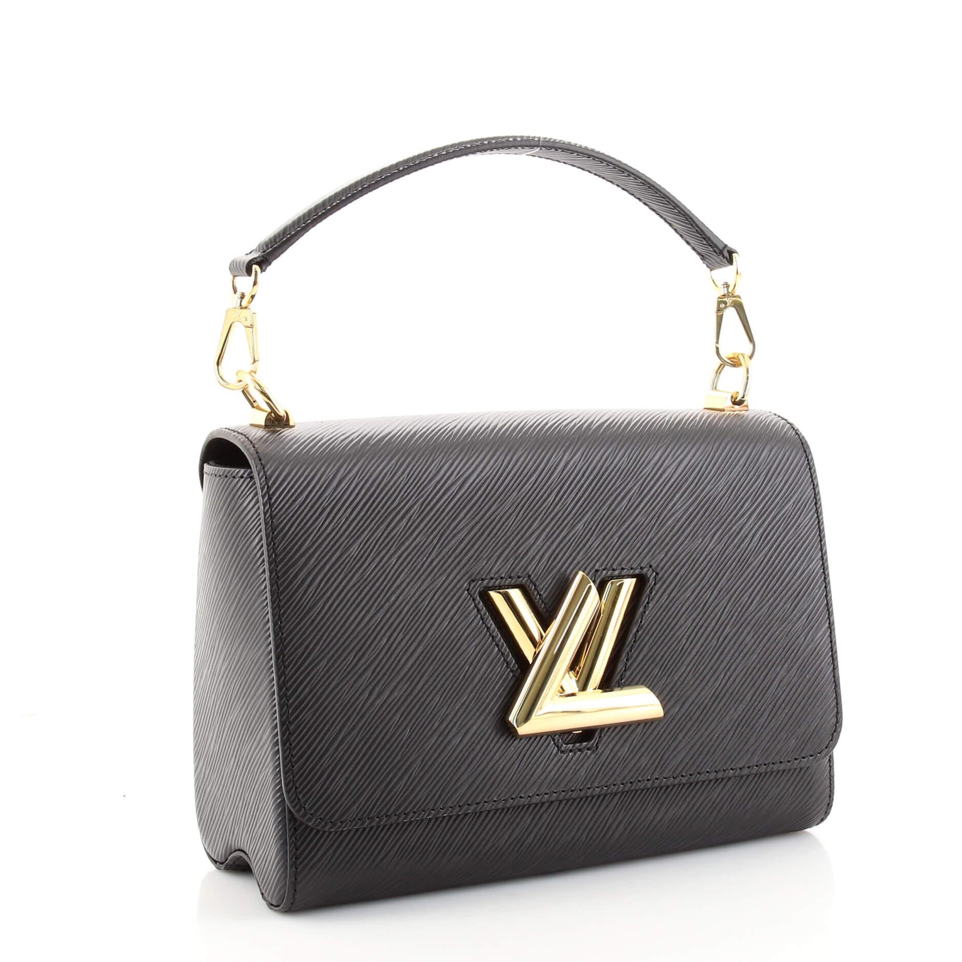 Louis Vuitton Twist Strap Top Handle Tasche Epi Leder MM (Schwarz)