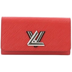 LOUIS VUITTON Twist Trifold Epi Leather Wallet Black