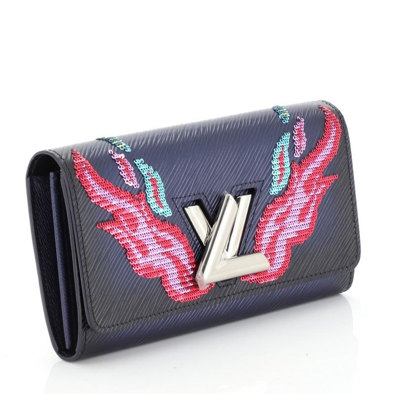 Black Louis Vuitton Twist Wallet Epi Leather with Sequins