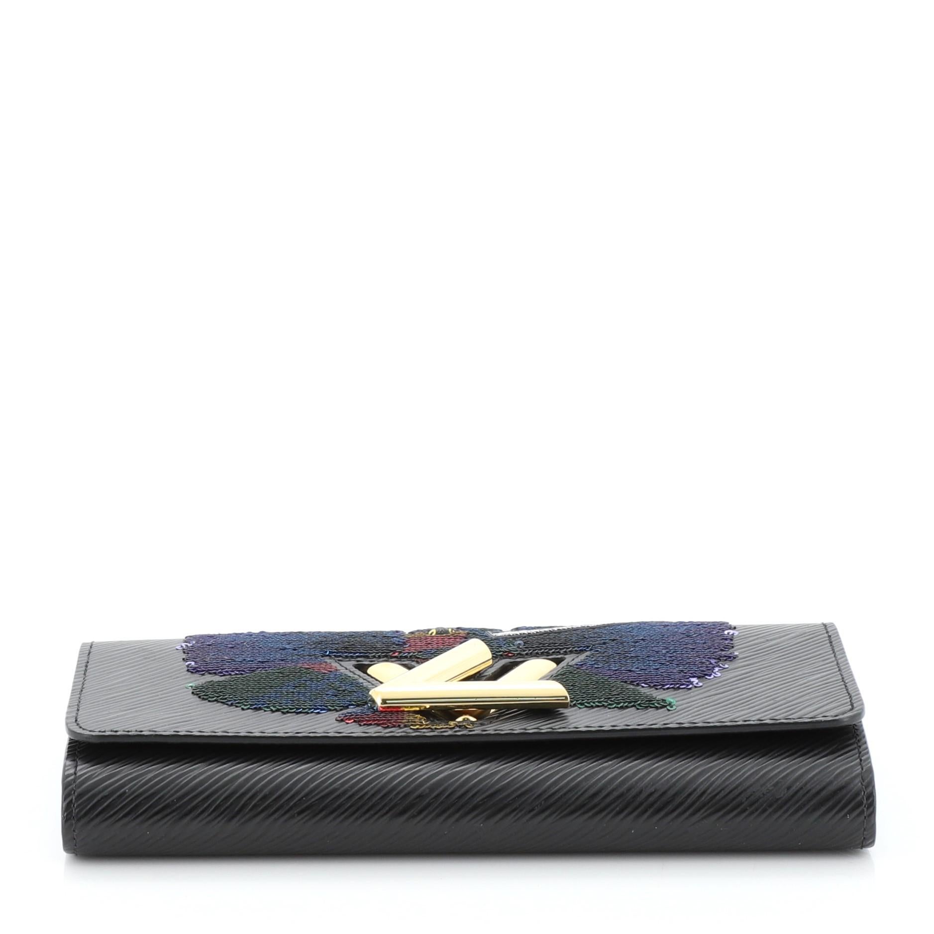 Black Louis Vuitton Twist Wallet Epi Leather with Sequins