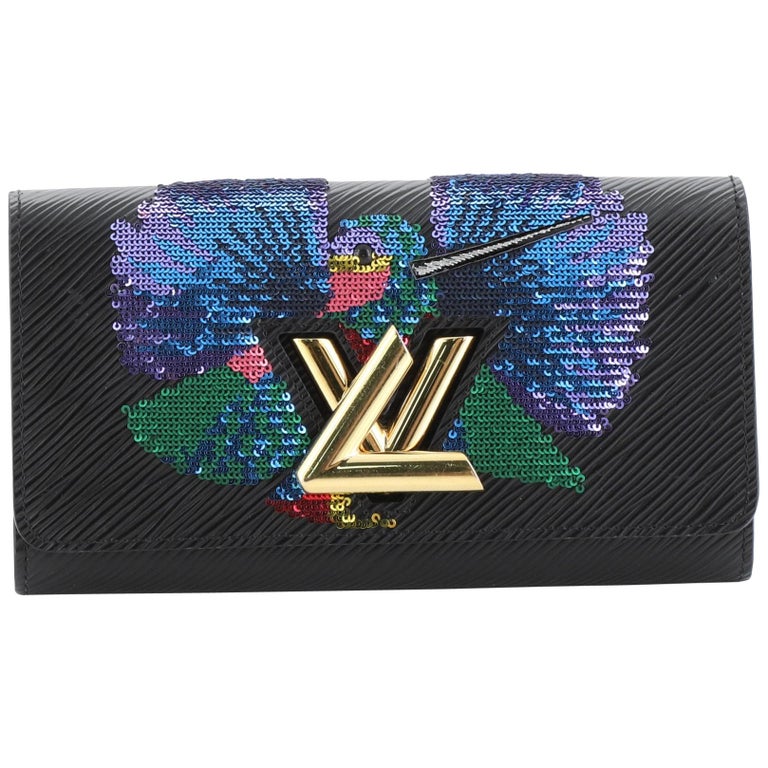 Louis Vuitton Black Epi Leather Floral Twist Wallet Long Wallet Louis  Vuitton