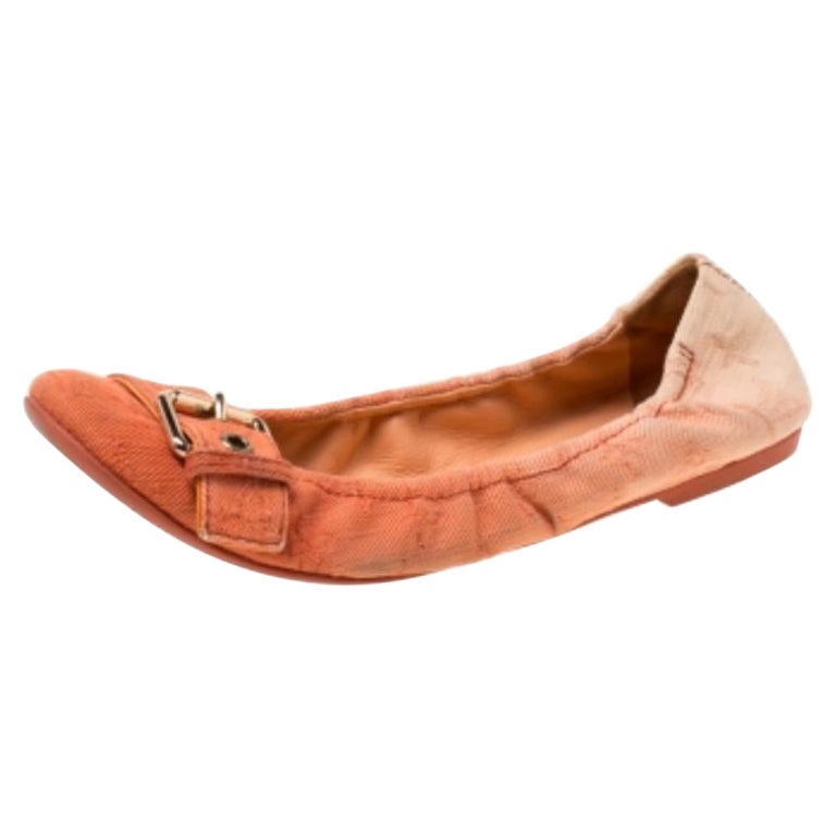 Louis Vuitton Two Tone Denim Buckle Scrunch Ballet Flats Size 37.5