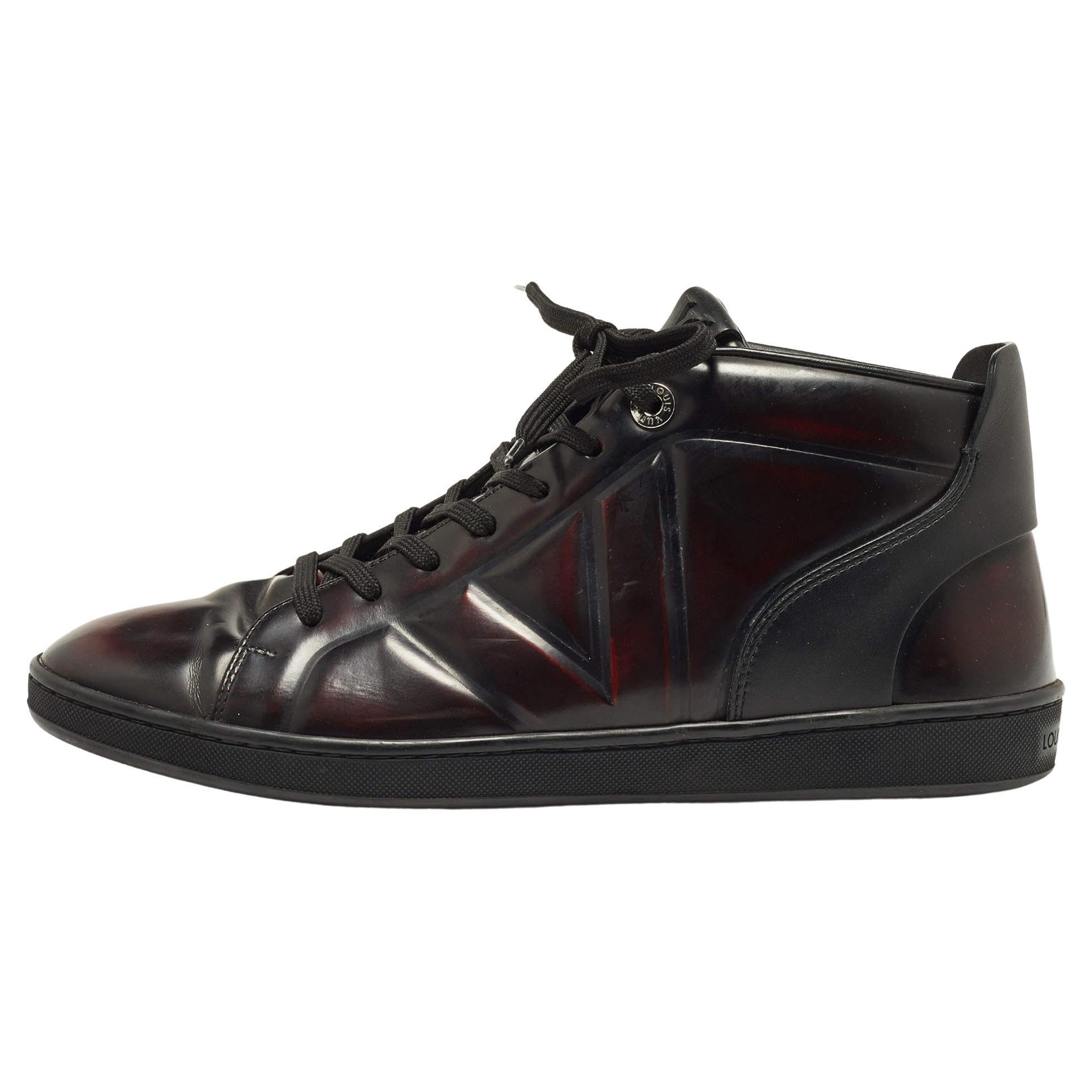 Louis Vuitton Two Tone Leather High Top Sneakers Size 42 For Sale