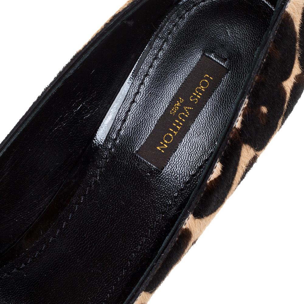 Black Louis Vuitton Two Tone Leopard Print Pony Hair Oh Really! Peep Toe Pumps 37.5