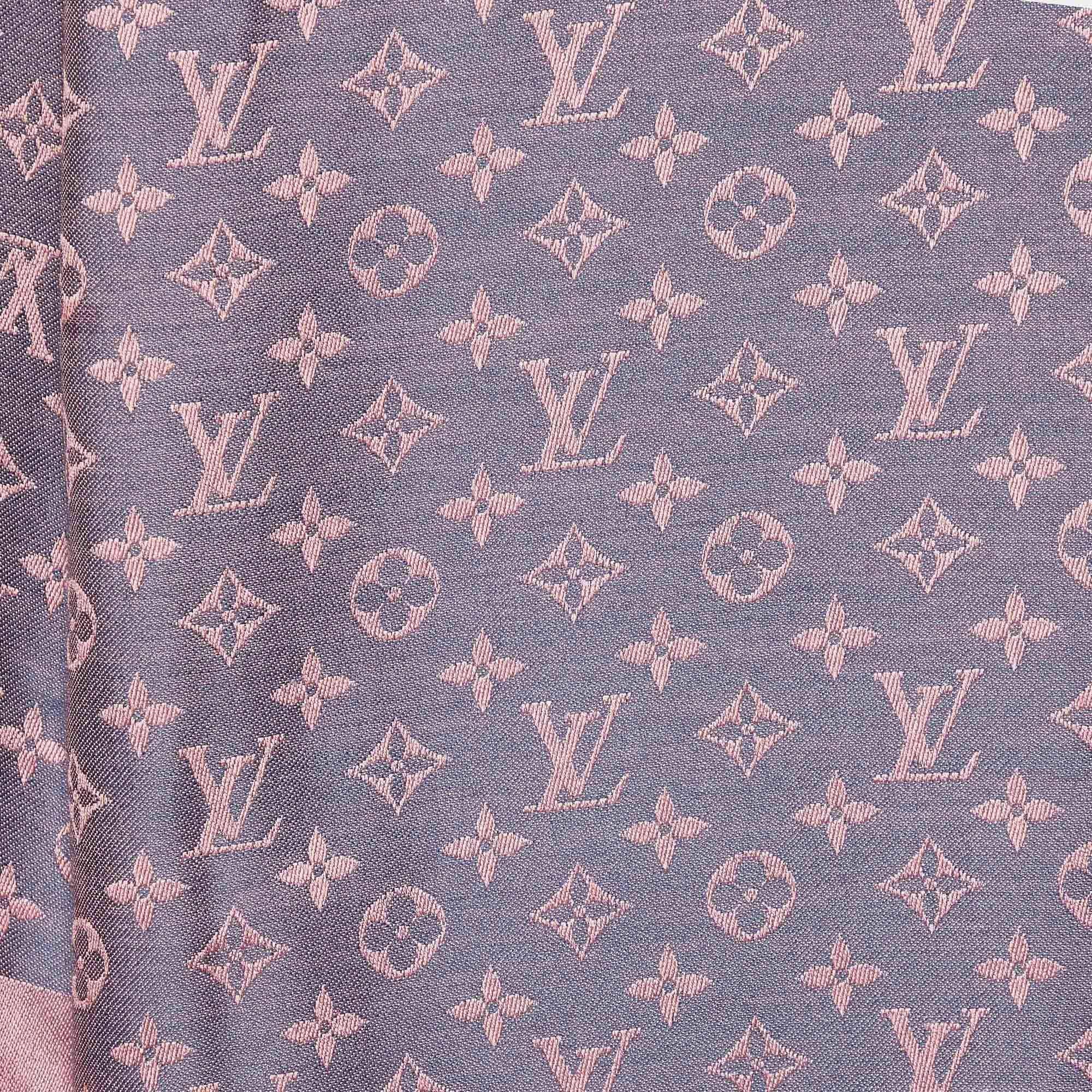 Women's Louis Vuitton Two Tone Logo Monogram Silk & Wool Shawl
