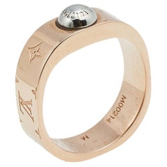Louis Vuitton Two Tone Nanogram Band Ring M
