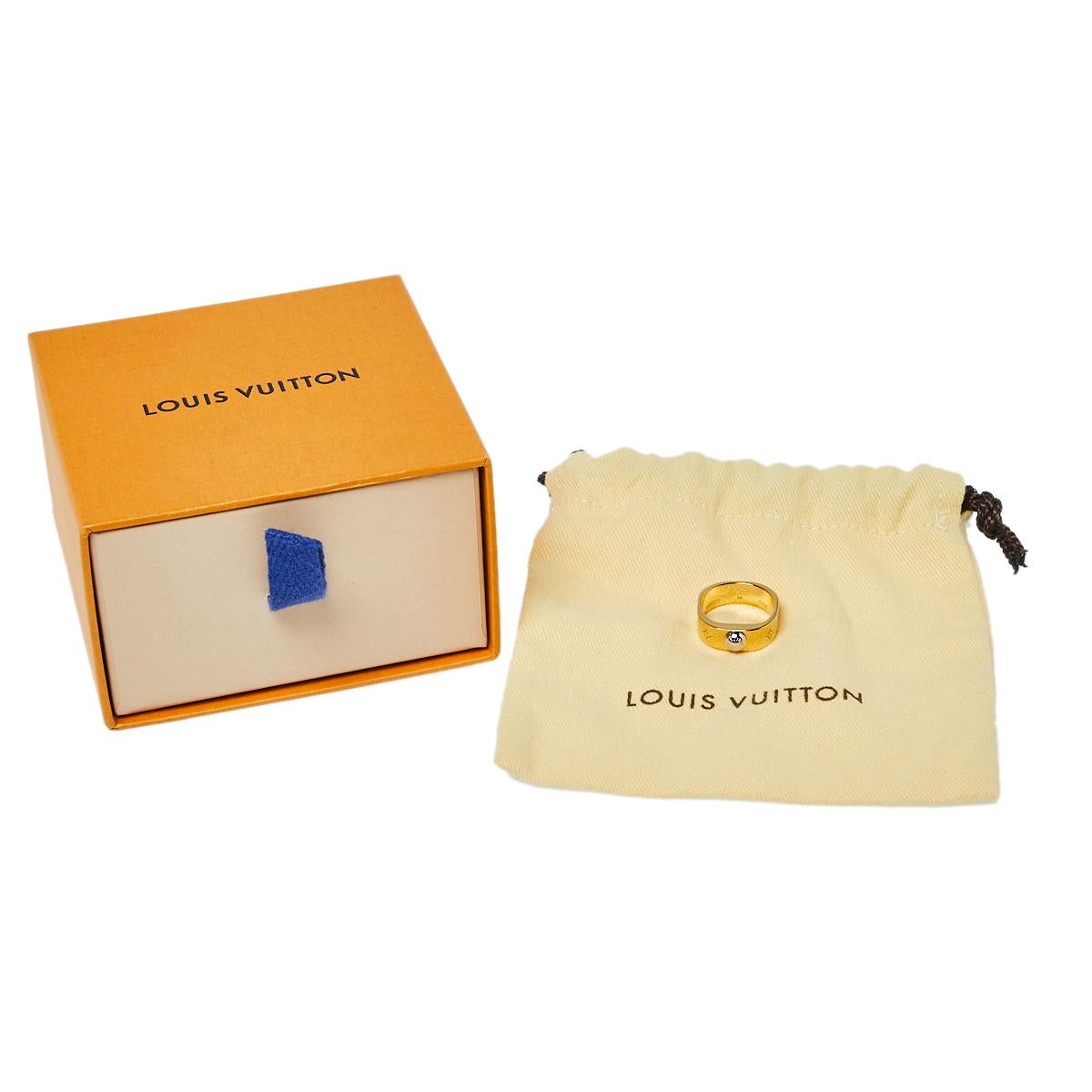 Women's Louis Vuitton Two Tone Nanogram Ring M