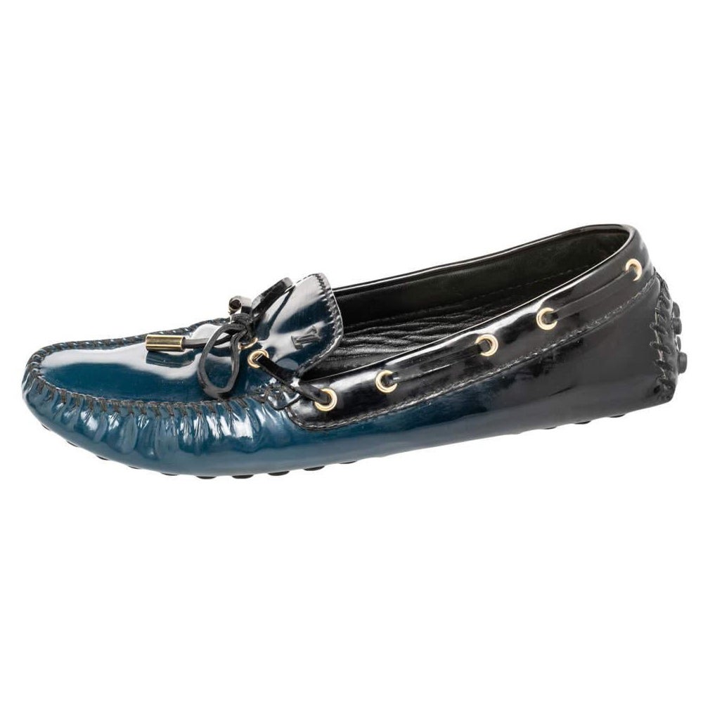 Louis Vuitton Two Tone Patent Leather Arizona Slip On Loafers Size 39