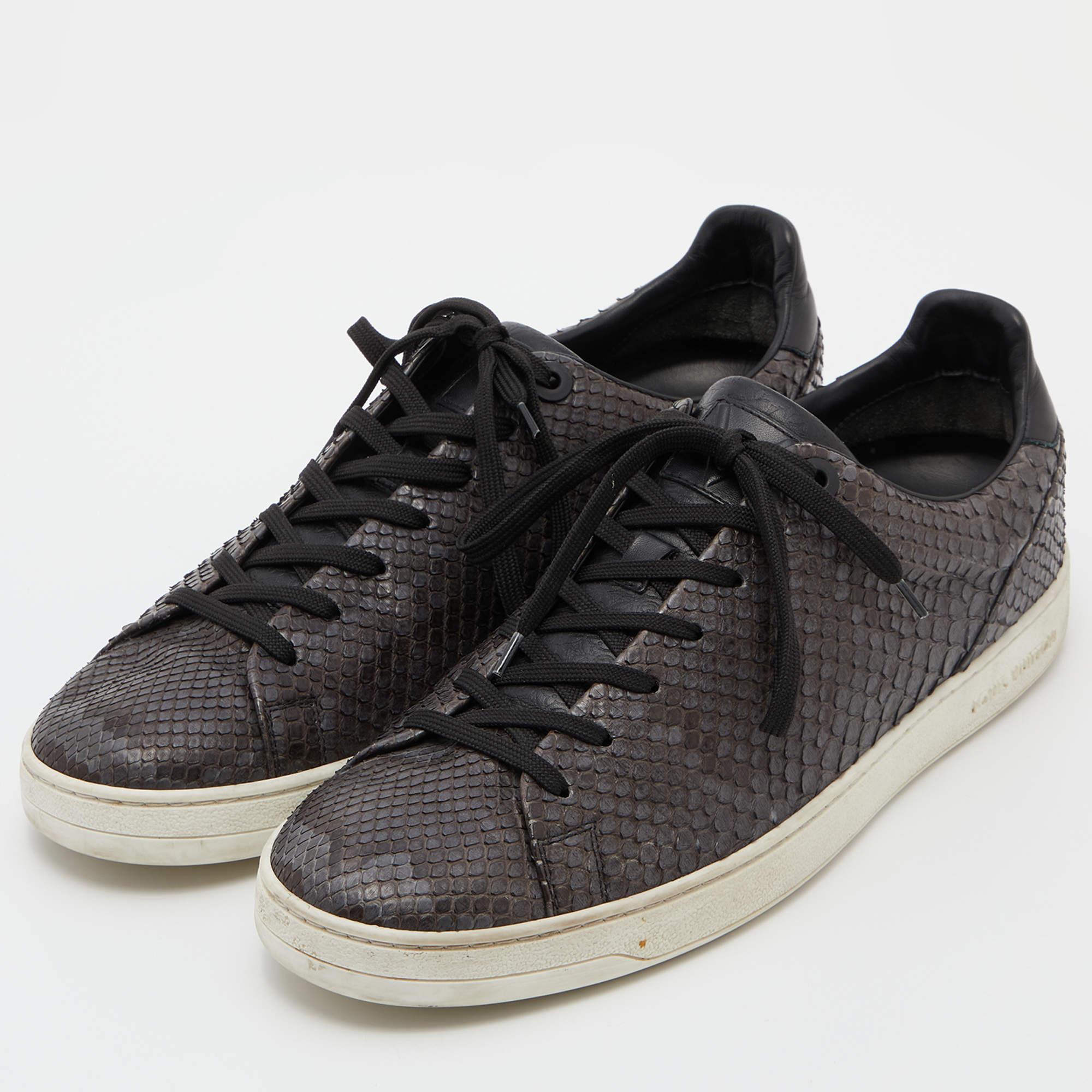 This season is all about sneakers and this Louis Vuitton pair is sure to keep you ahead of the fashion game. It features a two-tone python leather body and detailed with front-row lace-ups. Set on a comfortable rubber sole, this pair makes for a