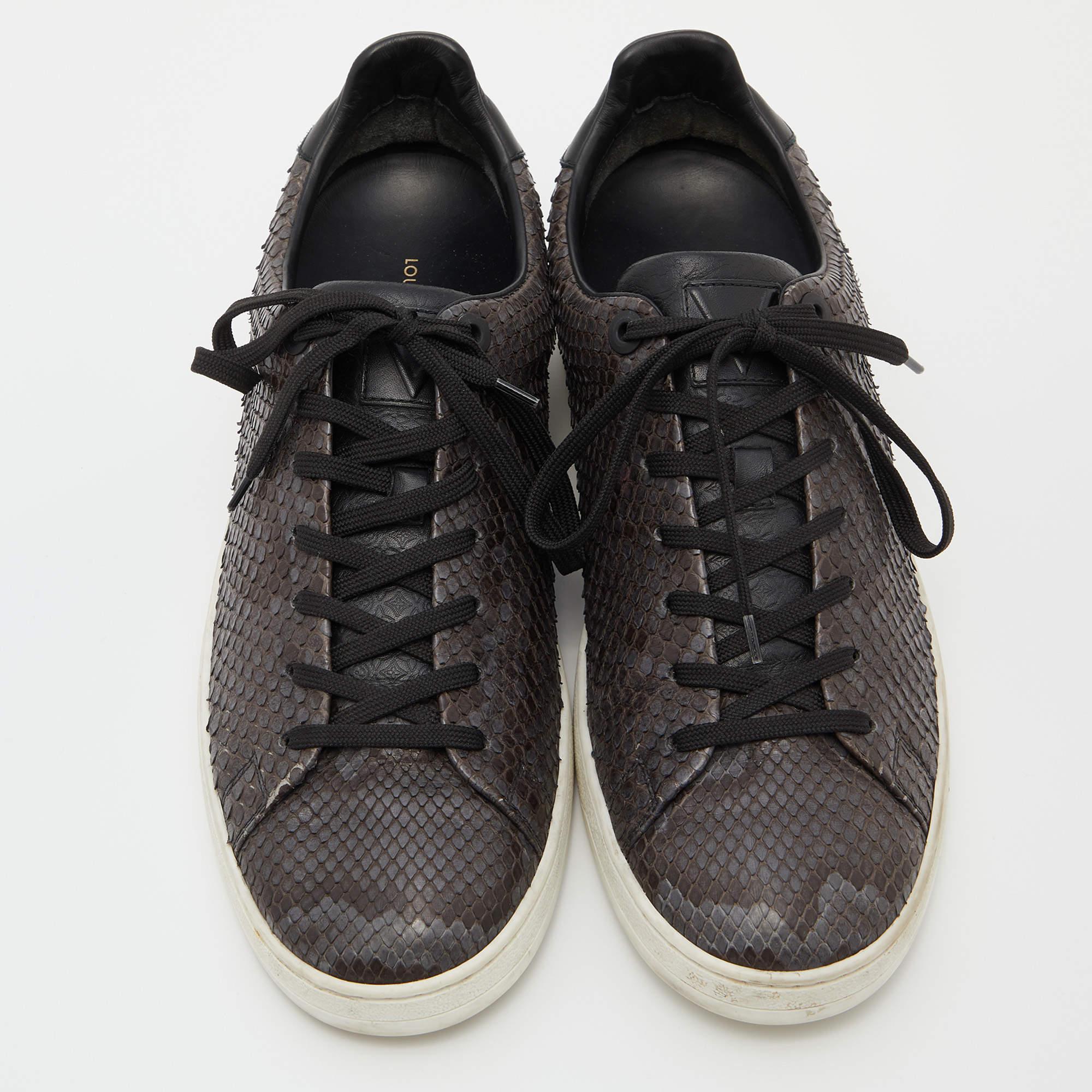 Black Louis Vuitton Two Tone Python Frontrow Sneakers Size 43.5 For Sale
