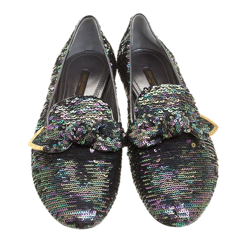 These Louis Vuitton loafers are well-made and oh, so gorgeous! They are covered in sequins, detailed with bows, and lined with leather to provide soft comfort to your feet. They are easy to slip on and they are surely going to add shine to your